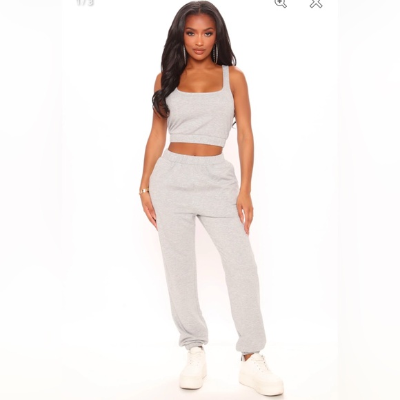 Fashion Nova Pants - NWOT Lazy Days Jogger Set - Heather Grey
